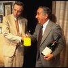 R-L) Actors A. Larry Haines and Jack Lemmon in a scene from the Broadway production of the play "Tribute." (New York)