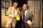 R-L) Actors A. Larry Haines and Jack Lemmon in a scene from the Broadway production of the play "Tribute." (New York)