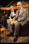 R-L) Actors A. Larry Haines and Jack Lemmon in a scene from the Broadway production of the play "Tribute." (New York)