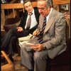 R-L) Actors A. Larry Haines and Jack Lemmon in a scene from the Broadway production of the play "Tribute." (New York)