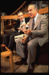 R-L) Actors A. Larry Haines and Jack Lemmon in a scene from the Broadway production of the play "Tribute." (New York)