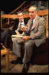 R-L) Actors A. Larry Haines and Jack Lemmon in a scene from the Broadway production of the play "Tribute." (New York)