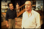 L-R) Actors Robert Picardo, Rosemary Prinz and Jack Lemmon in a scene from the Broadway production of the play "Tribute." (New York)