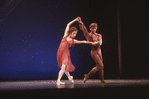 Dancers Mikhail Baryshnikov and Natalia Makarova performing in Jerome Robbins' ballet "Other Dances" in televised performance for NET.