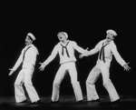 (L-R) Actors Scott Wise, Robert La Fosse, and Michael Kubala as sailors in the "On The Town" section of the Broadway musical "Jerome Robbins' Broadway".