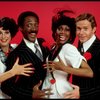 Actors Jess Richards, Jana Robbins, Andrea Danford & Tony Rich in a scene from the Off-Broadway musical "All Night Strut" (New York)