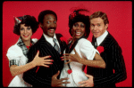 Actors Jess Richards, Jana Robbins, Andrea Danford & Tony Rich in a scene from the Off-Broadway musical "All Night Strut" (New York)