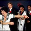 Actors Jana Robbins, Jess Richards, Andrea Danford & Tony Rich in a scene fr. the Off-Broadway musical "All Night Strut." (New York)