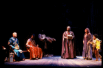 Actors in a scene fr. the Il Piccolo Teatro dell'Opera production of the opera "Ahmal and the Night Visitors."