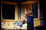 Actors (L-R) Kathryn Pogson & Linda Hunt in the London production of the Off-Broadway play "Aunt Dan & Lemon." (London)