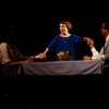 Actress Linda Hunt (C) in the London production of the Off-Broadway play "Aunt Dan & Lemon." (London)