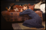 Actors (L-R) Linda Hunt & Kathryn Pogson in a scene fr. the Off-Broadway play "Aunt Dan & Lemon." (New York)