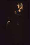 Actress Lynsey Baxter in a scene fr. the Off-Broadway play "Aunt Dan & Lemon." (New York)