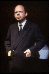 Actor/playwright Wallace Shawn in a scene fr. his Off-Broadway play "Aunt Dan & Lemon." (New York)