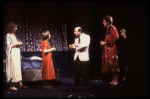 Actors (L-R) Linda Bassett, Linda Hunt, Wallace Shawn, Mario Arrambide & Lynsey Baxter in a scene fr. the Off-Broadway play "Aunt Dan & Lemon." (New York)