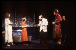 Actors (L-R) Linda Bassett, Linda Hunt, Wallace Shawn, Mario Arrambide & Lynsey Baxter in a scene fr. the Off-Broadway play "Aunt Dan & Lemon." (New York)