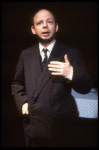 Actor/playwright Wallace Shawn in a scene fr. his Off-Broadway play "Aunt Dan & Lemon." (New York)