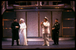 Actors Rex Smith (L), Rebecca Baxter (2L) & Rip Taylor (R) in scene fr. the National Tour of the Broadway revival of the musical "Anything Goes." (New Haven)