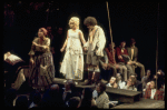 Actors (L-R) June Gable, Maureen Brennan & Mark Baker in scene fr. the Broadway revival of the musical "Candide." (New York)