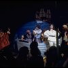 Actors (L-R) June Gable, Mark Baker & Lewis J. Stadlen in scene fr. the Broadway revival of the musical "Candide." (New York)