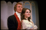 Actors Robert G. Denison & Patti Perkins in a scene fr. the Off-Broadway musical "The Contrast." (New York)