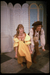 Actors Pamela Adams & Philip Charles MacKenzie in a scene fr. the Off-Broadway musical "The Contrast." (New York)