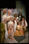 Actors (Front L-R) Grady Clarkson & Connie Danese, (Rear L-R) Ty McConnell, Elaine Kerr, Robert G. Denison, Patti Perkins, Pamela Adams, Gene Kelton & Philip Charles MacKenzie in a scene fr. the Off-Broadway musical "The Contrast." (New York)