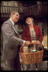 Actors Elliott Reid & Barbara Lester in a scene fr. the Broadway play "The Bed Before Yesterday." (New York)
