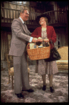 Actors Elliott Reid & Barbara Lester in a scene fr. the Broadway play "The Bed Before Yesterday." (New York)