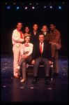 Actors (Back L-R) Larry Marshall, Julia Lema, Ron Ferrell, Gwyda Donhowe & Larry Riley, (Front L-R) Helen Gallagher & Julius LaRosa in a scene fr. the pre-Broadway production of the musical "A Broadway Musical."