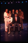 Actors (Back L-R) Larry Marshall, Julia Lema, Ron Ferrell, Gwyda Donhowe & Larry Riley, (Front L-R) Helen Gallagher & Julius LaRosa in a scene fr. the pre-Broadway production of the musical "A Broadway Musical."