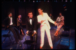 Actors (L-R) Larry Riley, Gwyda Donhowe, Julius LaRosa, Larry Marshall, Dom Guastaferro, & Alan Weeks in a scene fr. the pre-Broadway production of the musical "A Broadway Musical."