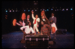 Actors Helen Gallagher, Julius LaRosa, Larry Marshall, & Gwyda Donhowe, (Front 2R) Larry Riley in a scene fr. the pre-Broadway production of the musical "A Broadway Musical."