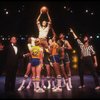 Actors Julius LaRosa (L) & Ron Ferrell (Top) in a scene fr. the pre-Broadway production of the musical "A Broadway Musical."