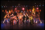 Actors (Front L-R) Gwyda Donhowe, Alan Weeks, Julius LaRosa, Ron Ferrell, Larry Riley, Dom Guastafero & Helen Gallagher in a scene fr. the pre-Broadway production of the musical "A Broadway Musical."