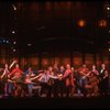 Actors (C group L-R) Larry Riley, Patti Karr, Irving Allen Lee, Warren Berlinger, Jackee Harry & Alan Weeks w. ensemble in a scene fr. the Broadway musical "A Broadway Musical."