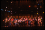 Actors (C group L-R) Larry Riley, Patti Karr, Irving Allen Lee, Warren Berlinger, Jackee Harry & Alan Weeks w. ensemble in a scene fr. the Broadway musical "A Broadway Musical."