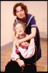 Actresses Kate Burton (Top) & Eva Le Gallienne in a rehearsal shot fr. The Broadway revival of "Alice in Wonderland."