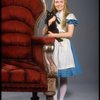 Actress Kate Burton w. cat in a publicity shot fr. the Broadway revival of "Alice in Wonderland."