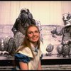 Actress Kate Burton w. Walrus & Carpenter marionettes in a scene fr. the Broadway revival of "Alice in Wonderland."