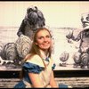 Actress Kate Burton w. Walrus & Carpenter marionettes in a scene fr. the Broadway revival of "Alice in Wonderland."