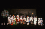 [Front L-R] Curt Dawson, Brian Reddy, Richard Woods, John Seidman [kneeling], Kate Burton, [kneeling Spades:] Geoff Garland, Steve Massa, Robert Boyle and unidentified others in in the stage production Alice in Wonderland