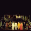 Actor Cleavon Little (C) w. cast at curtain call of the Broadway play "All Over Town." (New York)