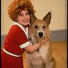 Actress Danielle Findley in costume as "Annie" w. dog Beau ("Sandy") in a publicity shot for the Broadway musical "Annie 2: Miss Hannigan's Revenge." (New York)