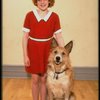 Actress Danielle Findley in costume as "Annie" w. dog Beau ("Sandy") in a publicity shot for the Broadway musical "Annie 2: Miss Hannigan's Revenge." (New York)