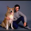 Animal trainer William Berloni w. dog Beau ("Sandy") in a publicity shot for the Broadway musical "Annie 2: Miss Hannigan's Revenge." (New York)