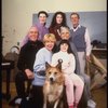 Actors (Top L-R) Marian Seldes, Lauren Mitchell & Raymond Thorne, (Middle L-R) Harve Presnell & Ronny Graham, (Bottom L-R) Dorothy Loudon & Danielle Findley w. Beau the dog, in a rehearsal shot for the Broadway musical "Annie 2: Miss Hannigan's Revenge." 