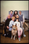 Actors (Top L-R) Marian Seldes, Lauren Mitchell & Raymond Thorne, (Middle L-R) Harve Presnell & Ronny Graham, (Bottom L-R) Dorothy Loudon & Danielle Findley w. Beau the dog, in a rehearsal shot for the Broadway musical "Annie 2: Miss Hannigan's Revenge." 