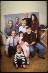 Actors (Top L-R) Ronny Graham, Raymond Thorne, Dorothy Loudon, Harve Presnell & Lauren Mitchell, (Bottom L-R) Scott Robertson, Danielle Findley & director Martin Charnin, in a publicity shot for the Broadway musical "Annie 2: Miss Hannigan's Revenge." (Ne