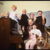 (Top L-R) actors Ronny Graham, Dorothy Loudon, Harve Presnell, writer Tom Meehan, director Martin Charnin, (Bottom L-R) composer Charles Strouse, actor Danielle Findley, in a rehearsal shot for the Broadway musical "Annie 2: Miss Hannigan's Revenge." (New
